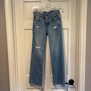 abercrombie kids distressed light wash straight leg jeans Size 12 slim